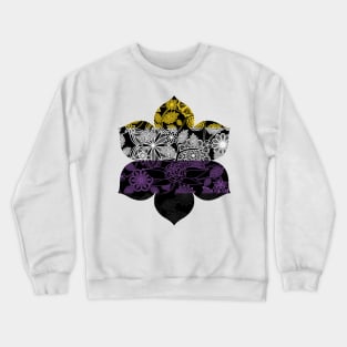 Flight Over Flowers of Fantasy - Nonbinary Pride Flag Crewneck Sweatshirt